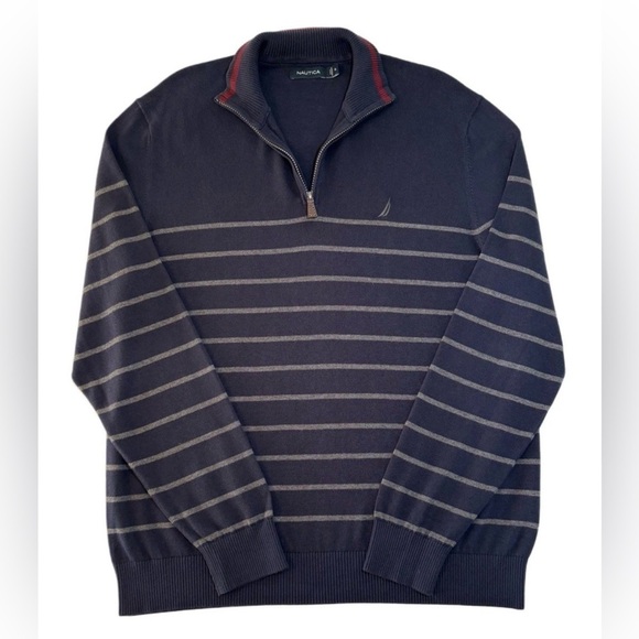Nautica Other - Nautica Men's XL Quarter Zip Sweater Navy Long Sleeves Mock Neck Pull Over Top
